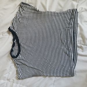 zara black and white stripped crop top in size medium
